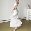 European and American Spring New Women's Clothing, Elegant Strapless Off-shoulder with Off-neck Pleated High-waisted Body-hugging Dress
