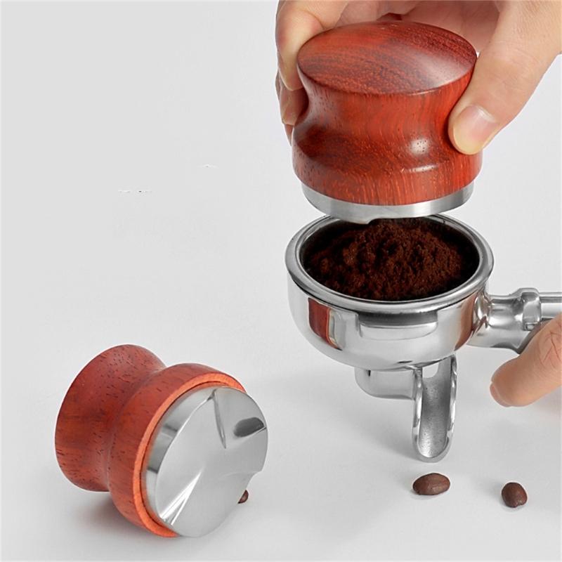 51mm/58mm Coffee Tamper Tool Coffee Powder Hammer Espresso Tamper Wood and Metal Material for Coffee Lover