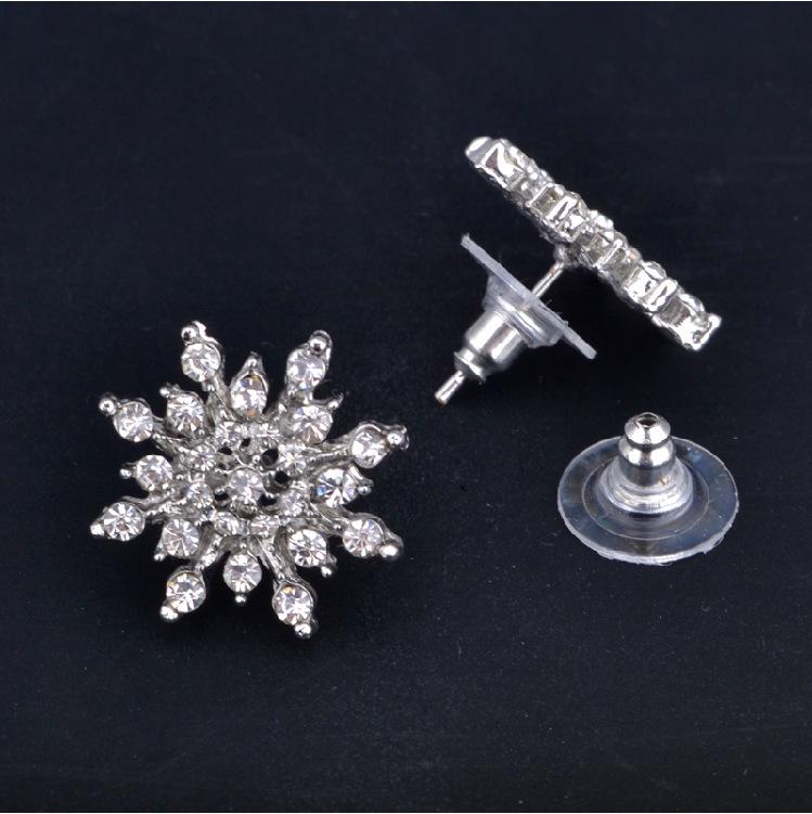 Korean Snowflake Rhinestone Earrings - Dazzling Diamond Temperament Design