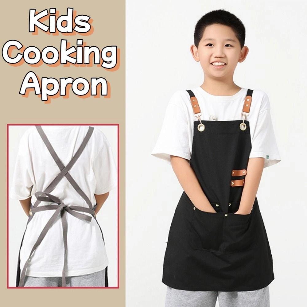 Lightweight Children's Canvas Apron Minimalist Kids Chef Costume Kids Cooking Apron  Baking