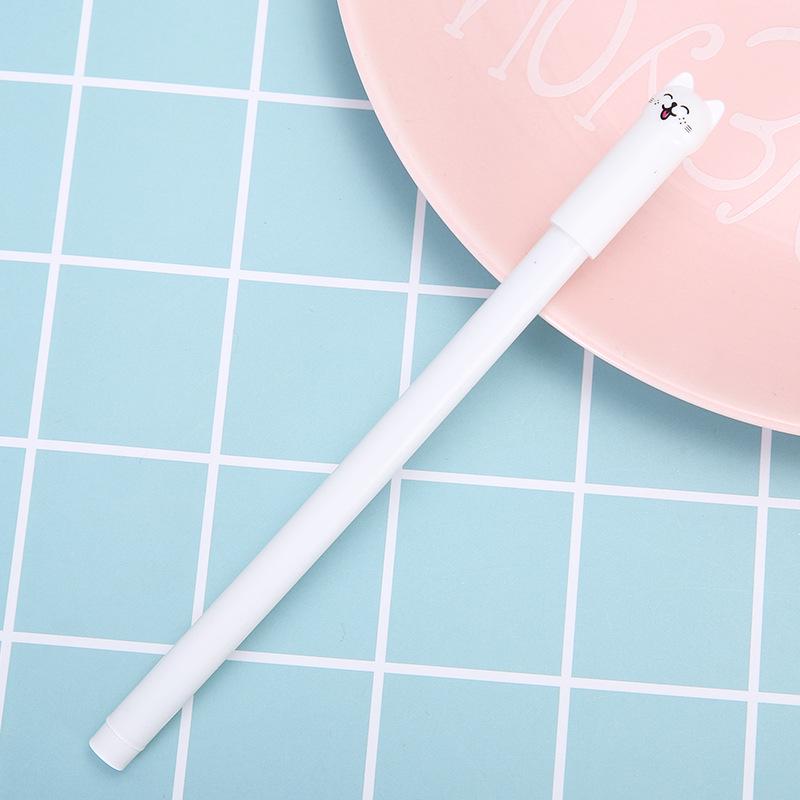 Korean Cute Kitten Wagging Tail Neutral Pen - 0.5mm Black Ink Student Stationery.