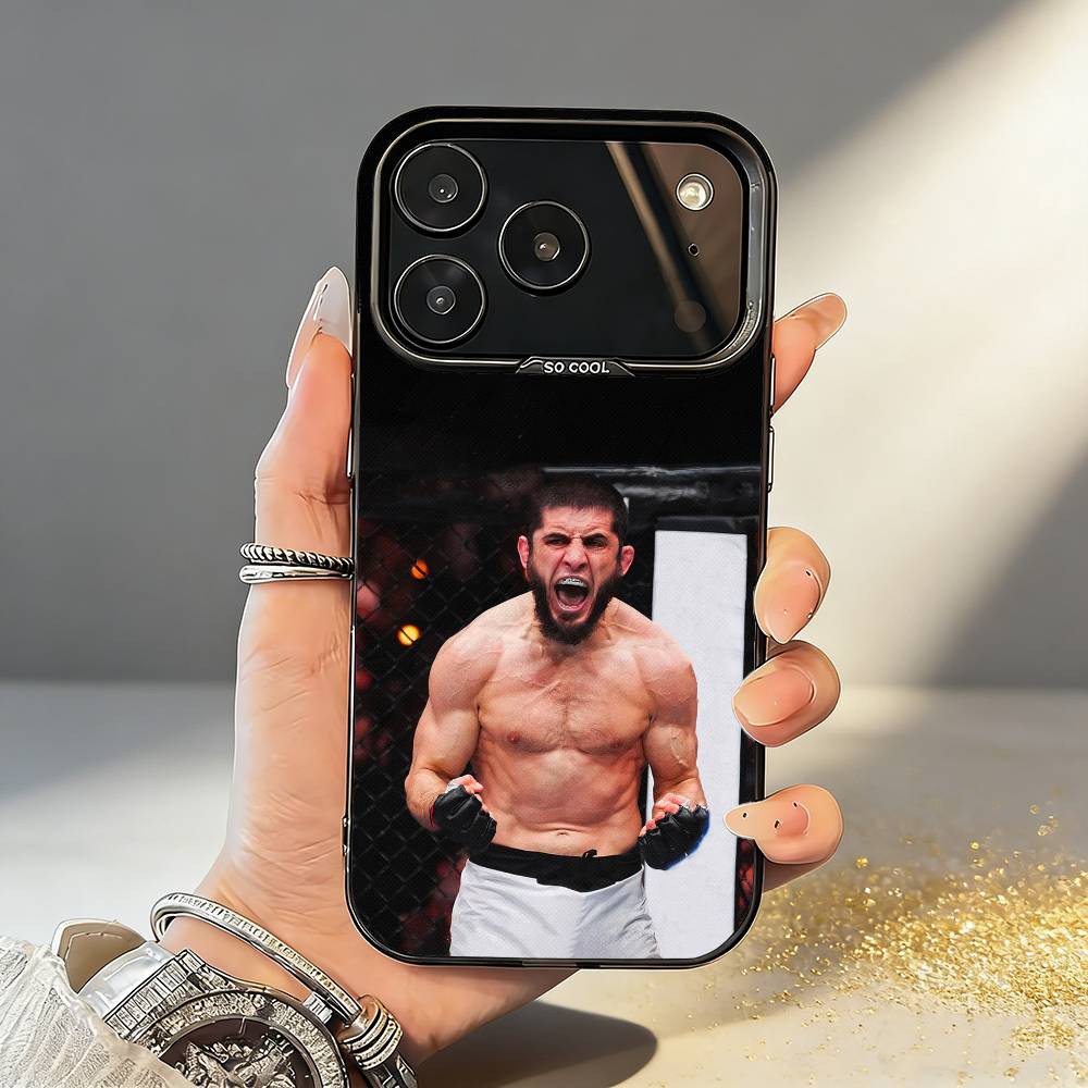 

B-Burly I-Islam M-MakhachevS Phone Case For iPhone17,16,15,14,13,12,11,Pro,MAX Gray Matte Silicone Black Cover iPhone16plus