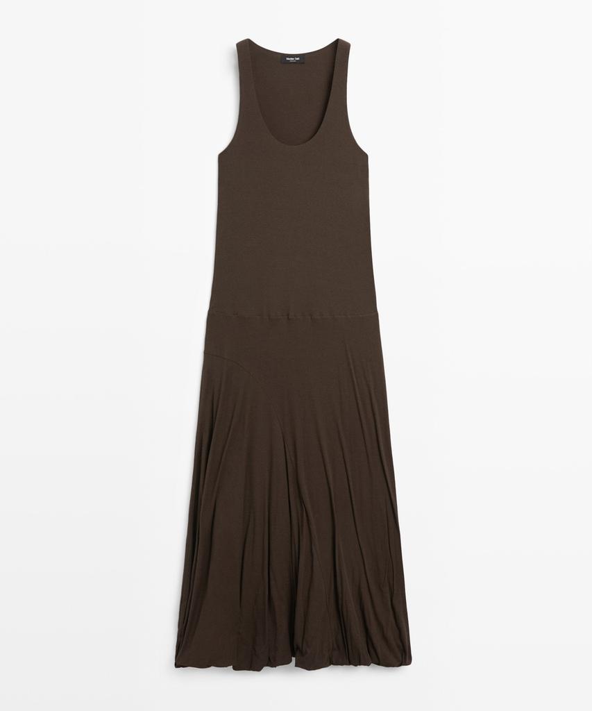 Masimodutti Puff Detail Midi Dress