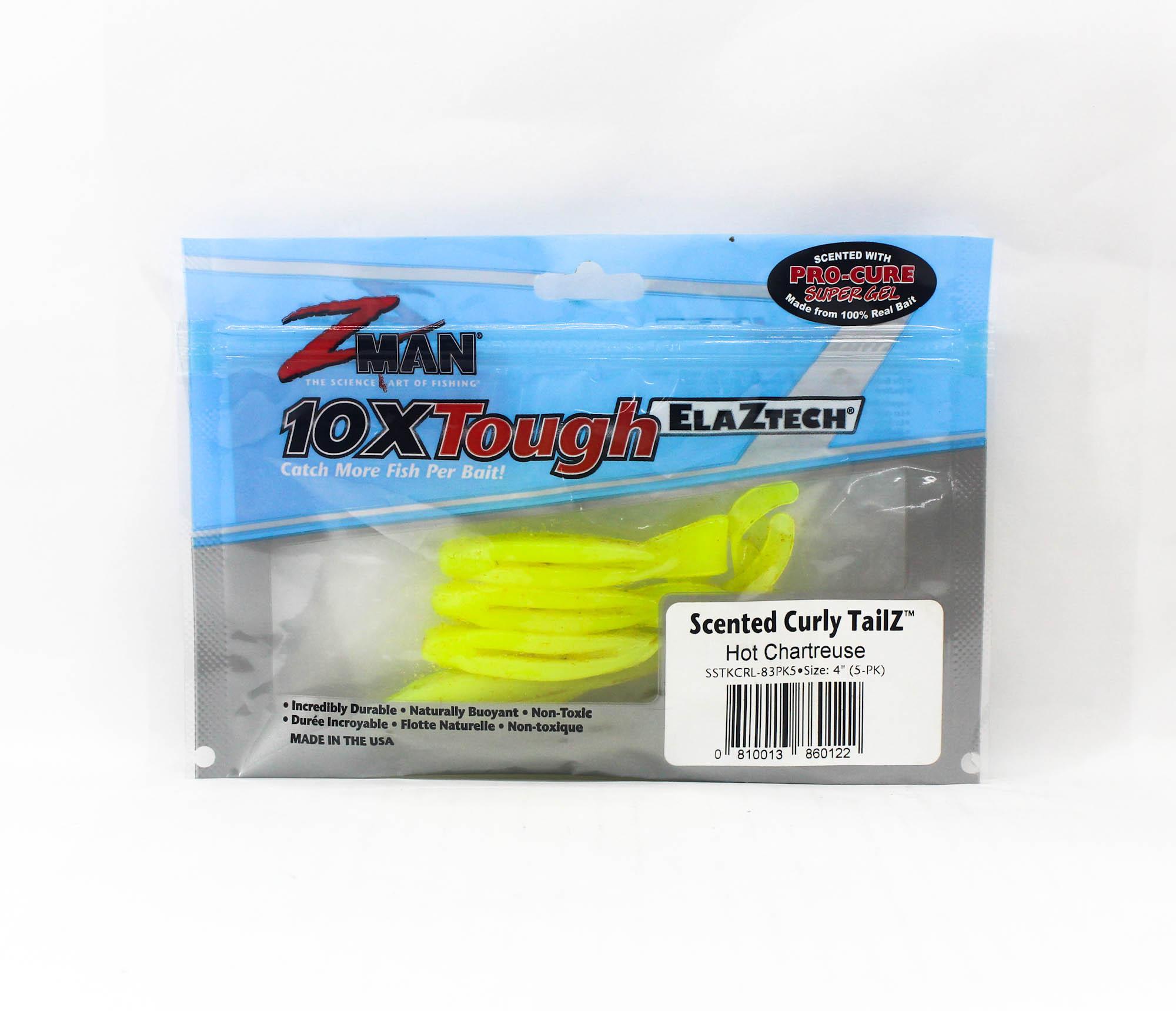 

Zman Soft Lure StreakZ Curly TailZ 4 Inch 5/Pack Hot Chartreuse (0122)