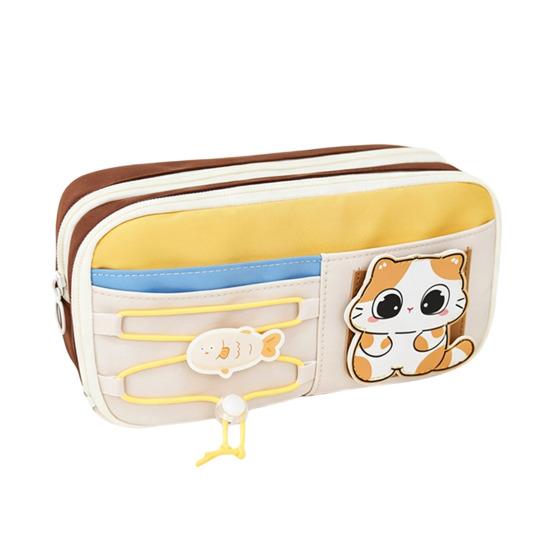 Cartoon Pencil Case with Drawstring Zipper Multi-Functional Stationery Bag for Students Large Capacity Water-Resistant Pencil Pouch for School