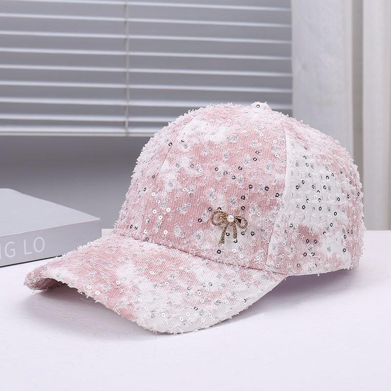 Spring and summer new fashion niche sequins old hole design baseball cap outdoor street racket travel sunshade sunscreen cap