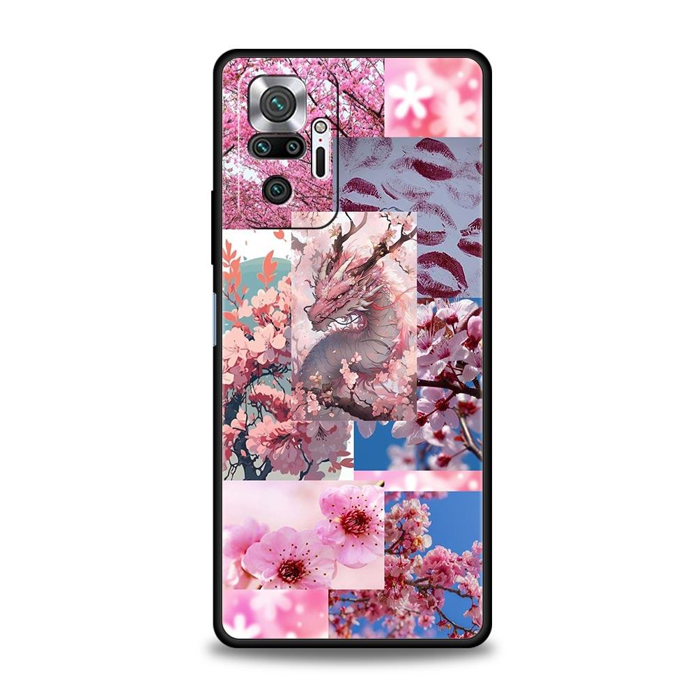 Korean Flower Phone Case Cover for Redmi 14C 10C Note 15 14 13 12 10 11 K40 Pro Plus 5G Shockproof Soft TPU Shell Fundas Capas