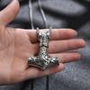 Viking Mjolnir Necklace,Thor's Hammer Pendant, Stainless Steel Viking Necklace,Viking Jewelry, Strength Amulet, Norse Mythology