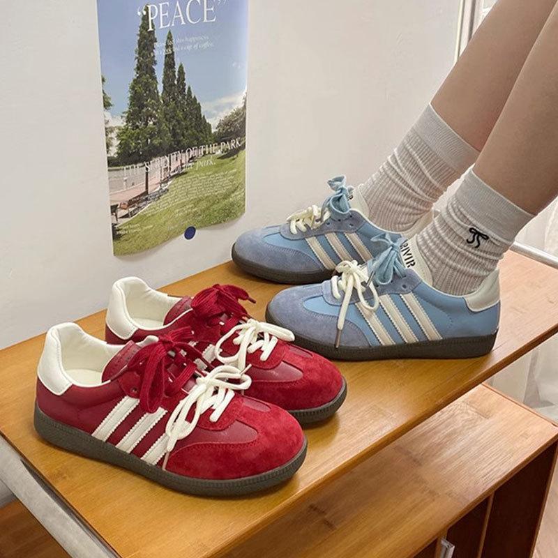 Flat-bottomed Sports Board Shoes Versatile Casual Forrest Gump Shoes Women's 2025 New Korean Version Hong Kong Style Retro Design German Training Shoe