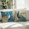 1/4pcs Bohemian Peacock Throw Pillow Covers Vintage Blue Gold Decorative Cushion Cases for Home Living Room Bedroom Sofa