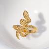 Gold-Plated Snake-Shaped Titanium Steel Adjustable Ring for Women - Retro, Colorfast, European & American Fashion.