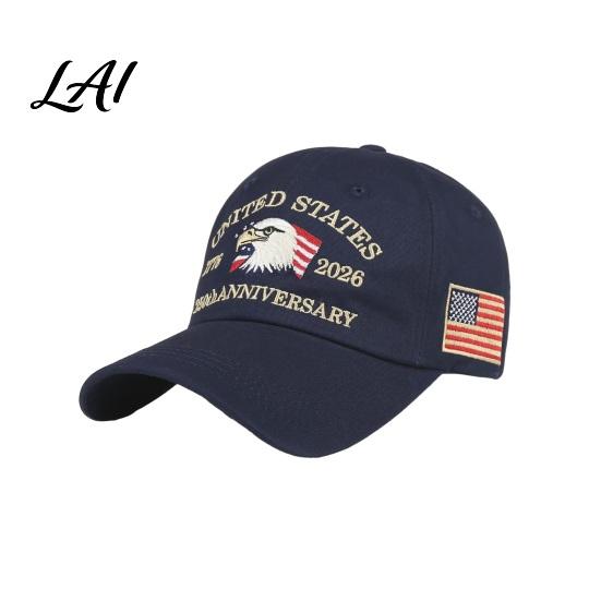 Ripped Style Cap Baseball Cap Vintage Worn Washed Denim Hat 250th Anniversary темно-синий