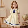 Girls' School-style Short-sleeved Cotton Dress For Children, Children's Casual Dress