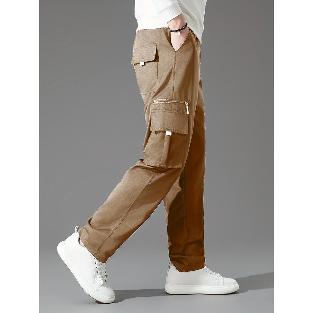 Multi-pocket tooling casual pants men's spring and autumn new straight sweatpants loose long pants