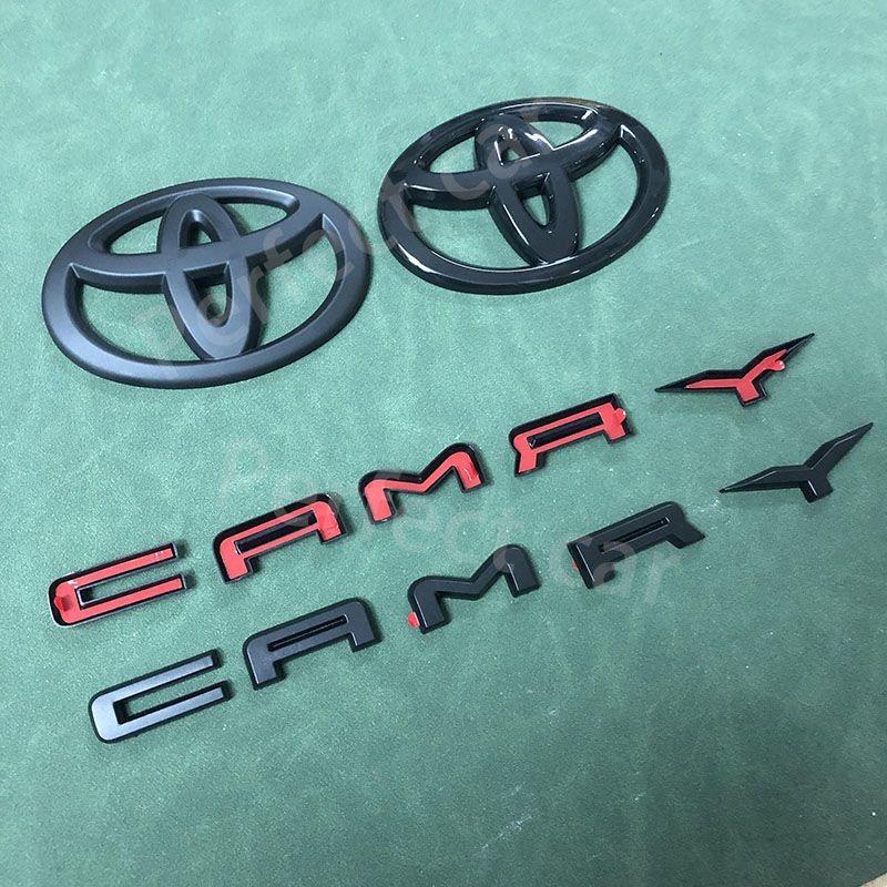 Kycr7 2pcs Hood Badge Trunk Badge OVERLAY Modification Gloss Black Matte Black Suitable for 2024 2025 9th Generation Toyota Camry