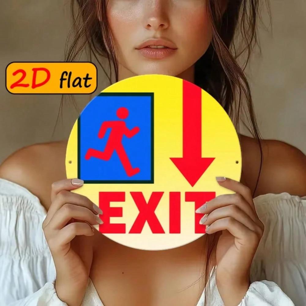 Red Exit Running Figure Sign 20x20cm Aluminum Outdoor Emergency Safety Plaque Highly Visible Warning Decorative Gift