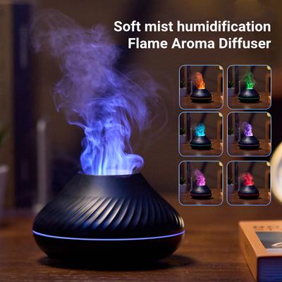 Humidificateur d'air aromatique ultrasonique électrique USB Diffuseur d'huiles essentielles avec lampe flamme 7 couleurs pour la maison, la chambre, parfum d'ambiance, brumisateur