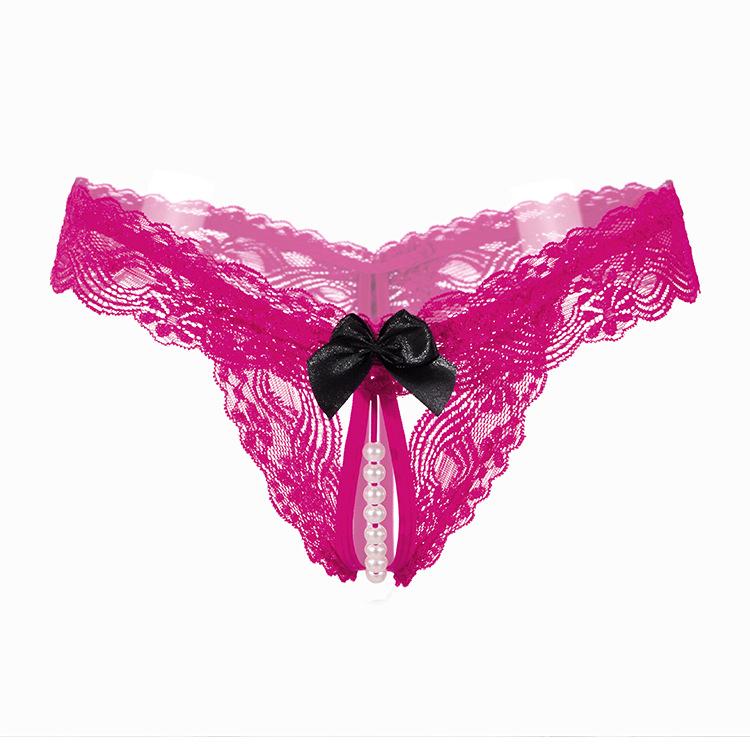 Women's Sexy Underwear Lace Seamless Thong Women's Sexy Pearl Thong Women's Crotchless Breathable Thong