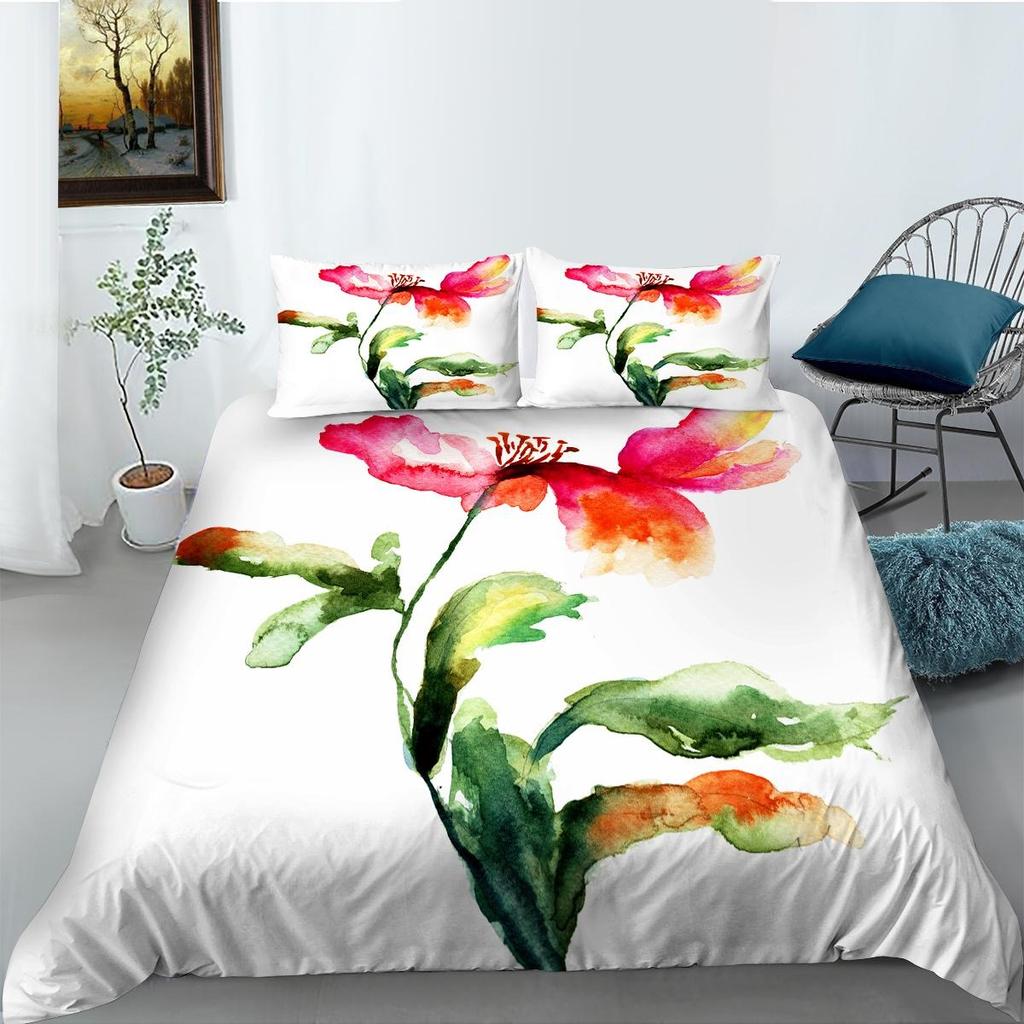 3D Modern Romantic Style Bedding Set Flower Quilt Cover Sheet/double Bed Full-size Bedspread Set Washable Comfortable Home Decoration