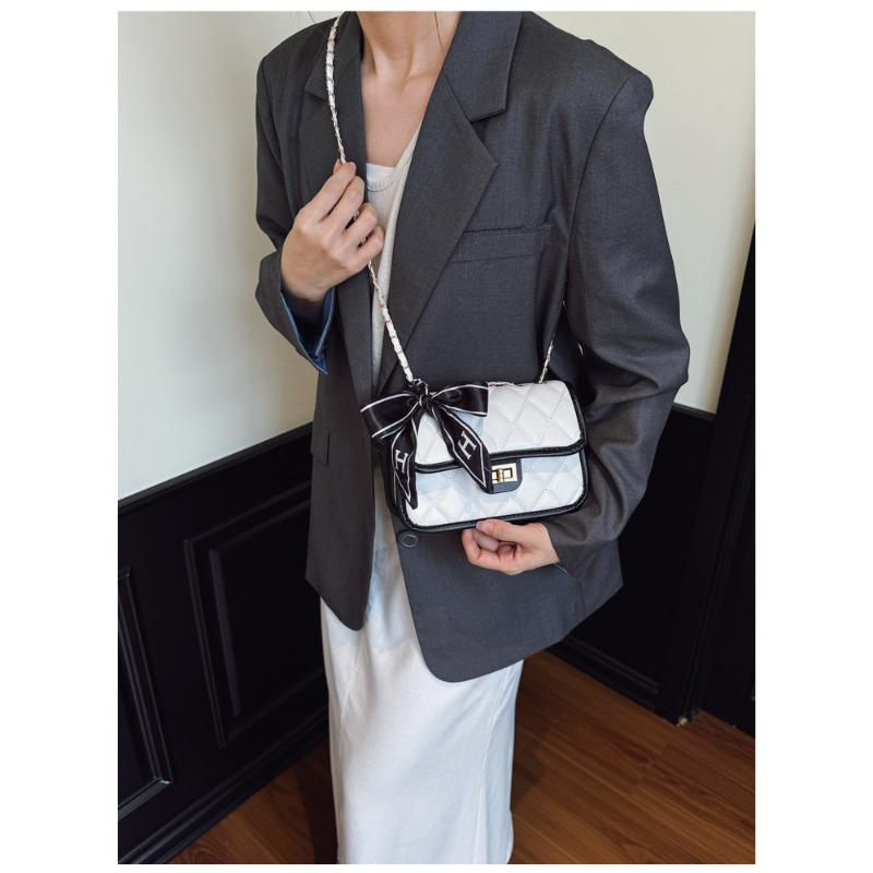 Faux Leather Quilted Chain Shoulder Bag for Women, Chic Crossbody Square Purse, Elegant Single Strap Handbag
