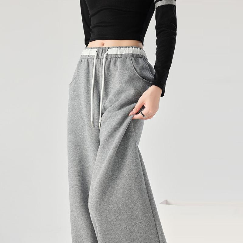 Damen Jogginghose mit weitem Bein, lockere, sportliche Freizeithose, Frühling, Herbst, Kordelzug, modisches Design, Jogginghose, hohe Taille, elastische Sporthose