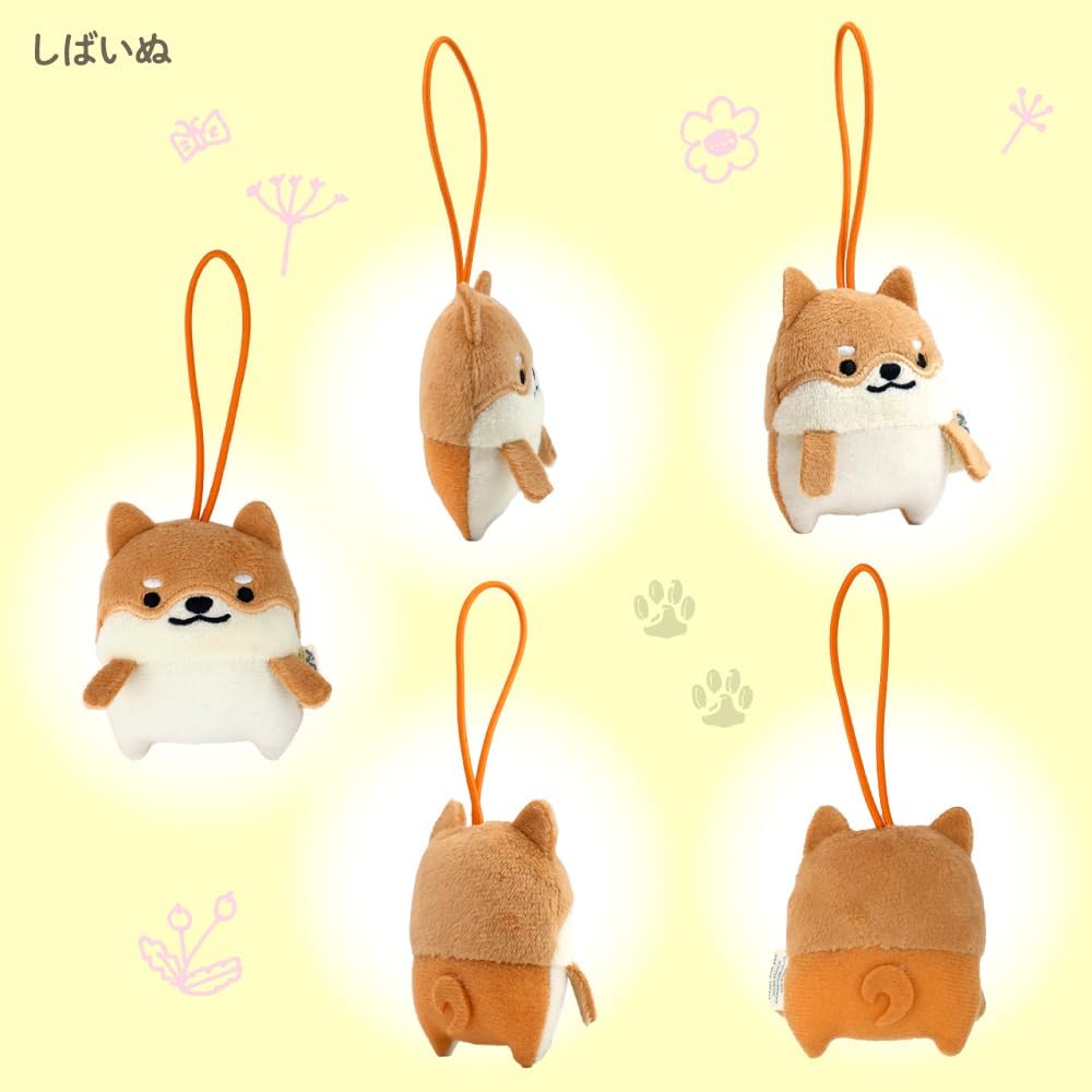 Morisaka Global Petamon Shiba Inu Plush Keychain 5.5x2.5x6.5cm Cute Animal Strap Charm