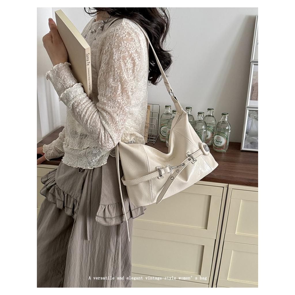 Xeie Thuk Shoulder Bag Women Glossy PU Adjustable Strap Daily Commuting