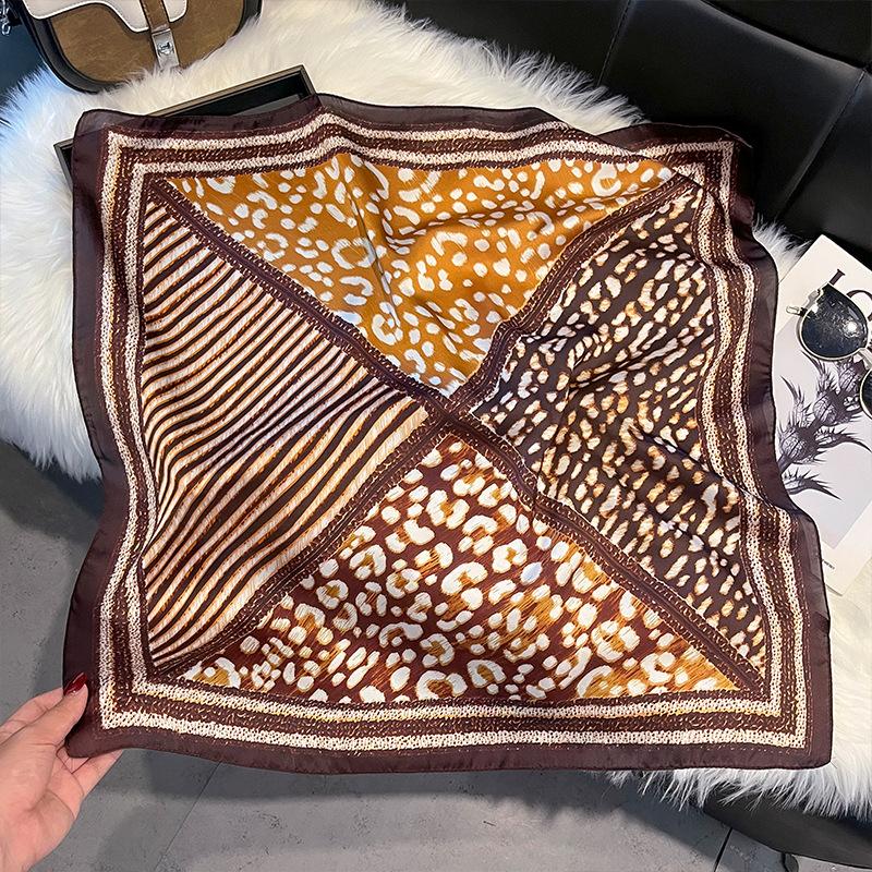 New 71 * 71cm Korean Version Small Square Scarf Women's Silk Scarf Spring and Summer Thin Sunscreen Scarf Neck Protection Bag Headband Versatile