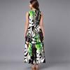 Oversized Women Sleeveless Round Neck Dress Stylish Multicolor Floral Branch Flowy Mid Calf Dress