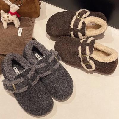 Herbst Winter Damen Schuhe Lässige Flache Schuhe Damen Mokassins Weiche Slipper Mode Komfort Warm Plüsch Slipper Damen Baumwollschuhe