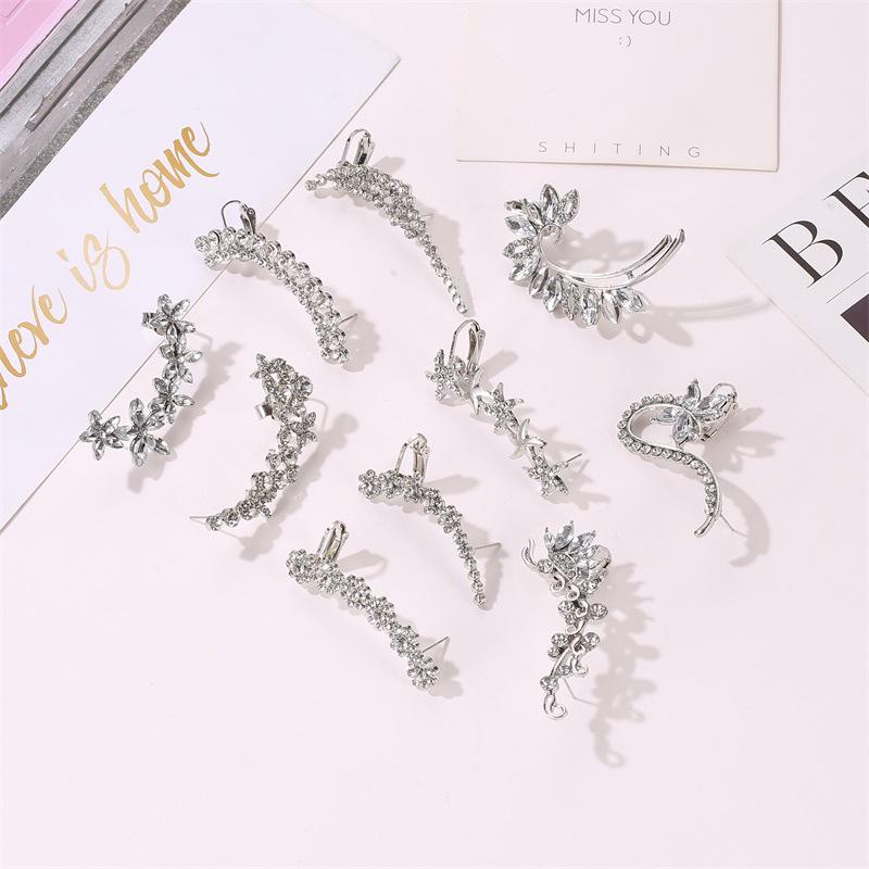 1 Stück Glänzender Zirkon Sternform Ohrklemme für Damen Ohne Piercing Ohrringe Mode Ohrclip Ohrringe Braut Hochzeitsschmuck