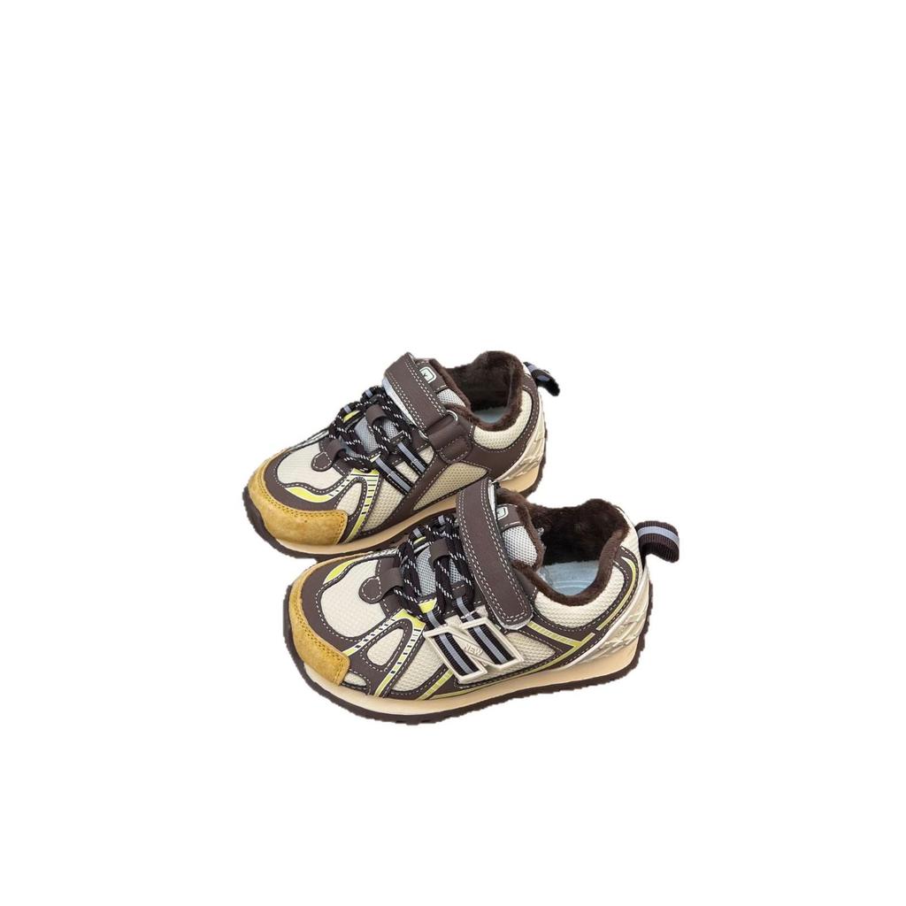 Chaussures de sport en cuir unisexes Hiver 2025 - Doublure en velours, Mode et polyvalentes pour enfants