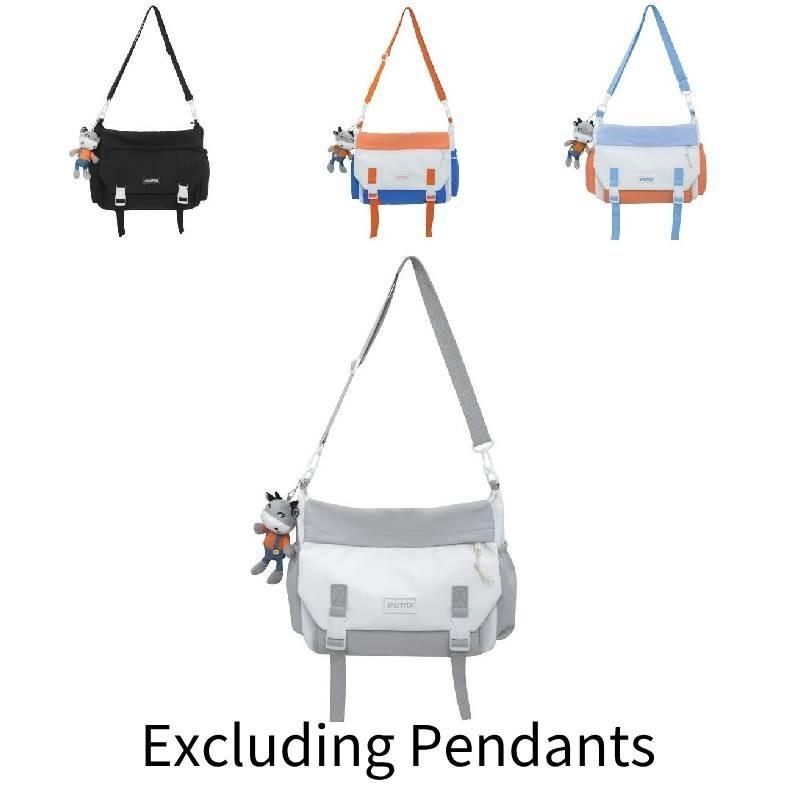 Large Capacity Canvas Single Shoulder Bag Urban Simple Style Soft With Car Stitching Trendy Crossbody Bag