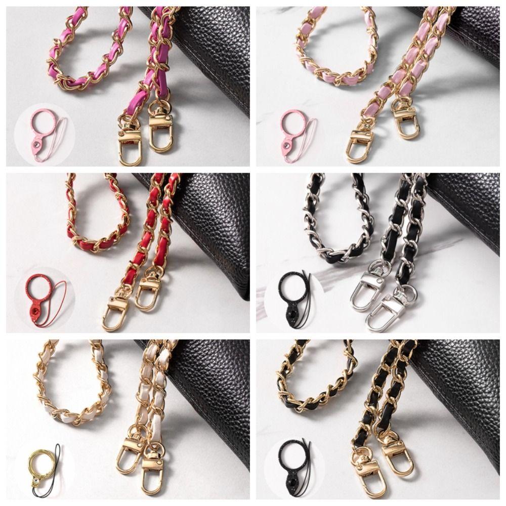 Zinc Zinc Alloy Metal Leather Chain PU Leather Phone Hanging Rope Cellphone Lanyard  for Phone Hanging