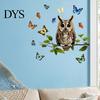 Natural Forest Theme Wall Decor Owl Butterfly Sticker, Animal Illustration Decorative Decals, Pastoral Style Mural Waterproof Removable Stickers, for