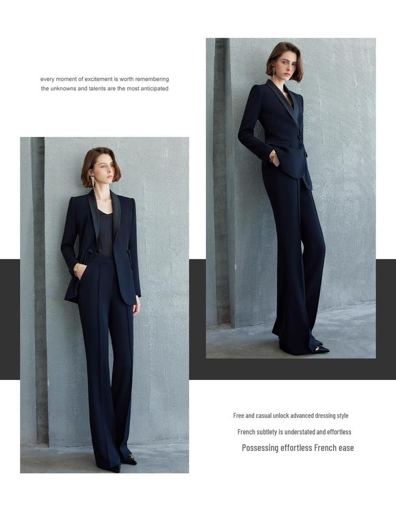 Elegant Spring & Autumn Chinese Buckle Suit Set for Women with Micro Flare Pants