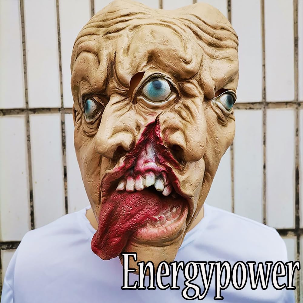 [EnergyPower] Zombie Mask for Halloween Costume - Double Face - Scary! Professional Grade Killer Horror Mask - Full Face - Super Realistic Design - Jo