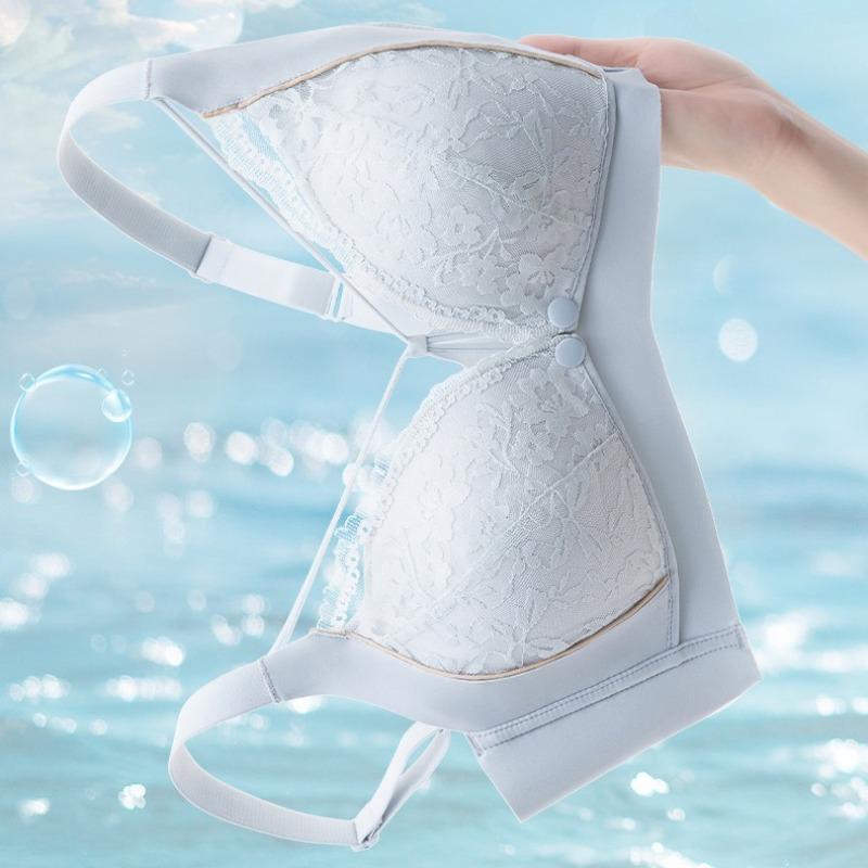 Tea Fiber Push-up Wire-free Maternity Bra Thin Front-opening Nursing Bra
