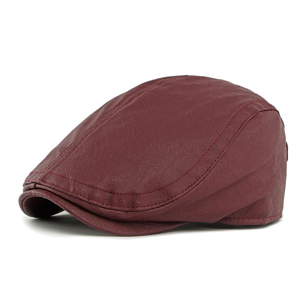 Retro PU Cap Men's Beret British Retro Progressive Cap Women's Peaked Cap