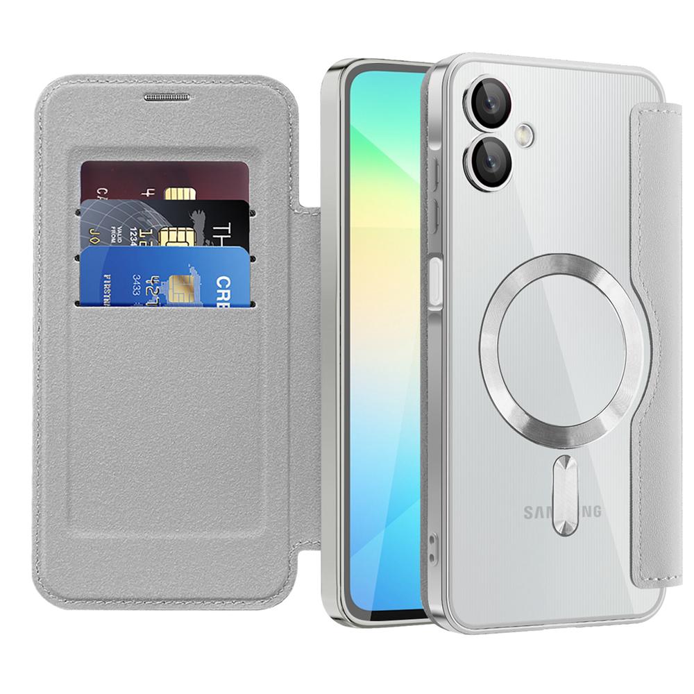 KEYSION Plating PU Leather Flip Wallet Case for Samsung A07 A06 A05 Cards Slots Magnetic Phone Back Cover for Galxy A05 A06 A07
