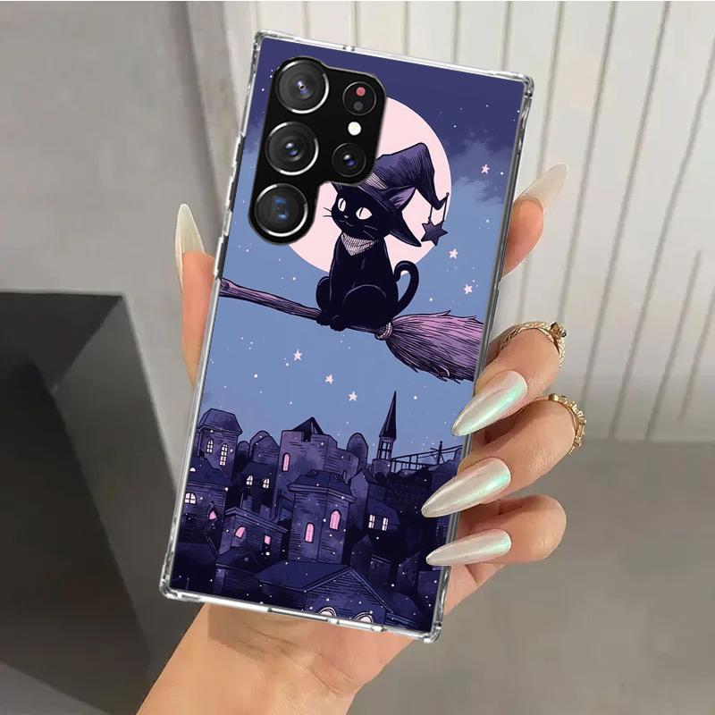 Witch And Cat Colorful Cute Phone Case for Samsung Galaxy S26 S24 S23 Ultra S25 Edge S22 S21 Plus S20 FE + Soft Print Shell Fund