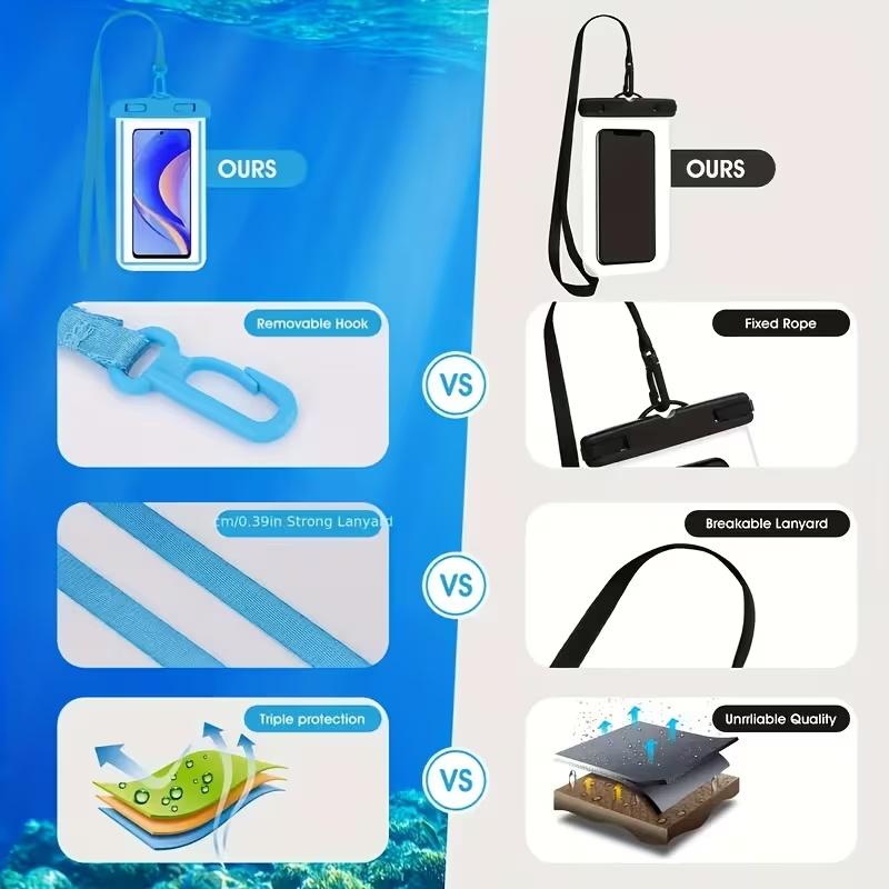 6pcs Universal Large-Sized Waterproof Phone Storage Bag IPX8 Outdoor Sports Running Protection Case for Swimming