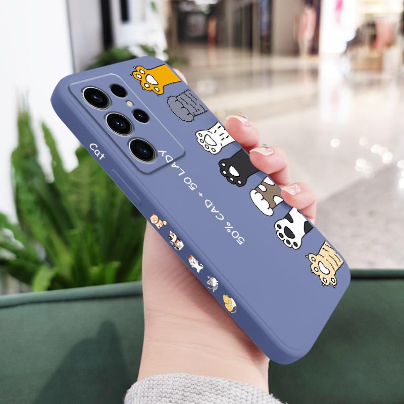 Cat Litter Phone Case For Samsung Galaxy S25 S24 S23 S22 S21 S20 Ultra Plus FE S10 Note 20 ultra 10 9 Plus Cover