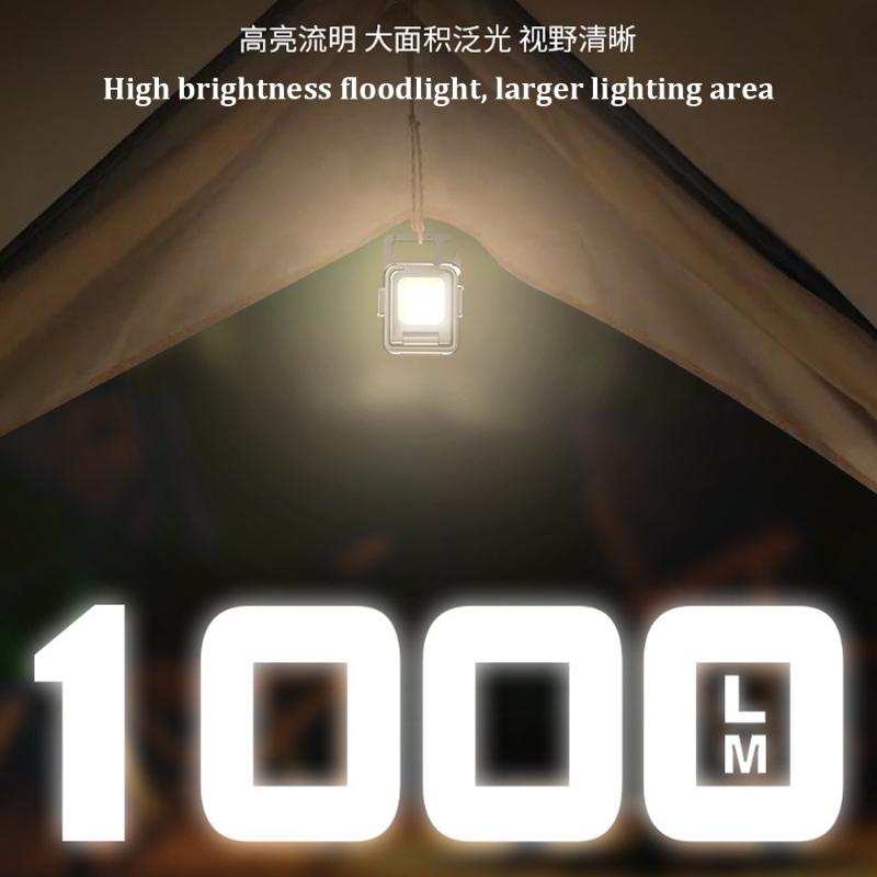 Mini LED Taschenlampe Schlüsselanhänger Licht USB Wiederaufladbare Taschenlampe Arbeitslicht Multifunktionale Tragbare COB 90 ° Drehung Campinglaterne 1000LM Flutlicht