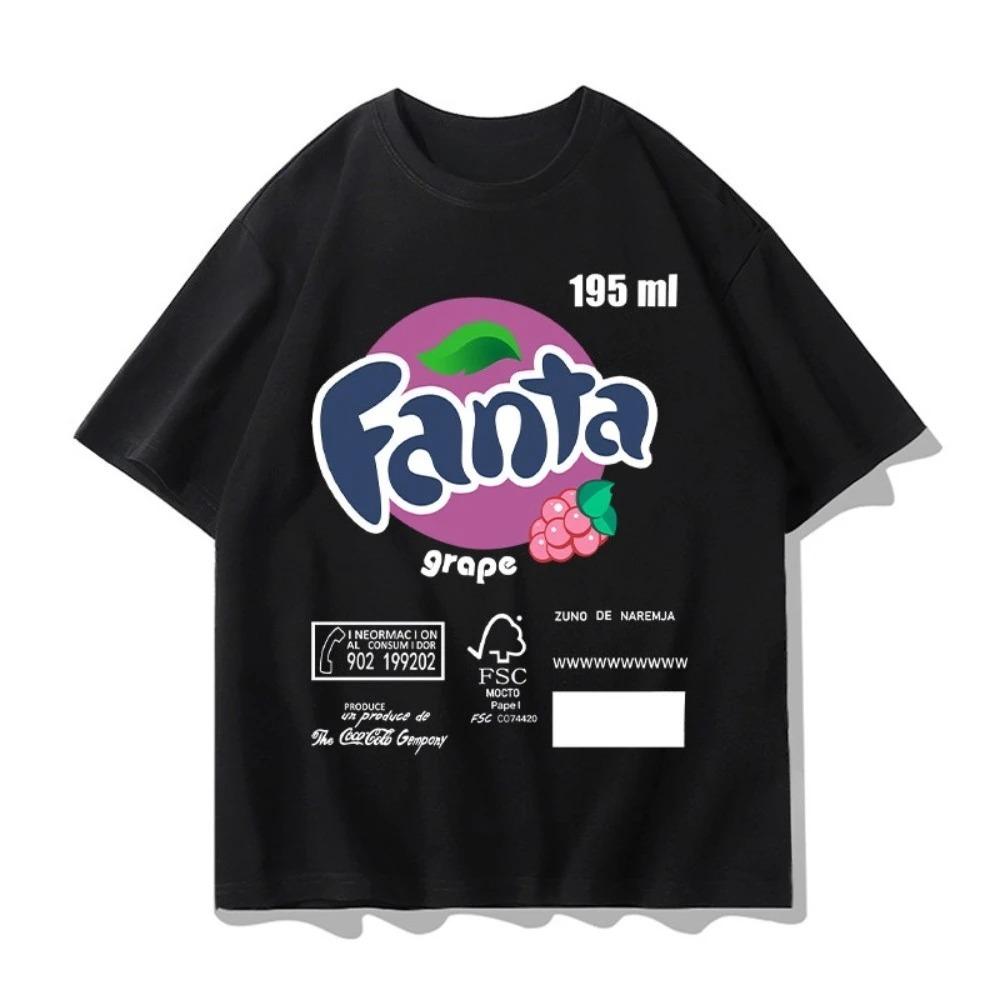 

Летняя дышащая уличная хлопковая футболка 2026 года с принтом Fanta, унисекс, стильная, с коротким рукавом, с круглым вырезом 4XL