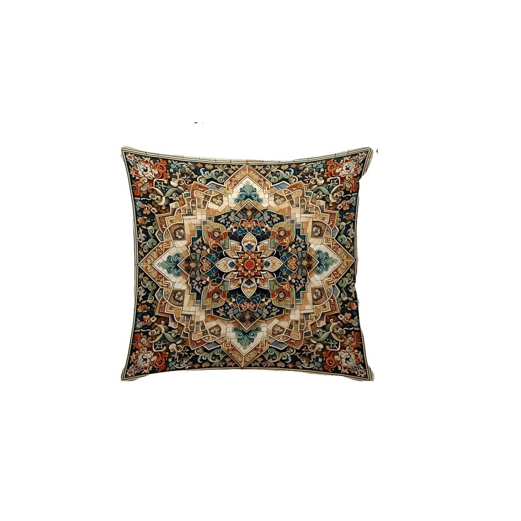 1Pc Bohemian Mandala Plaid Pillow Covers, Zipper Closure, Decorative Cushion Cases For Sofa Bedroom (No Inserts)