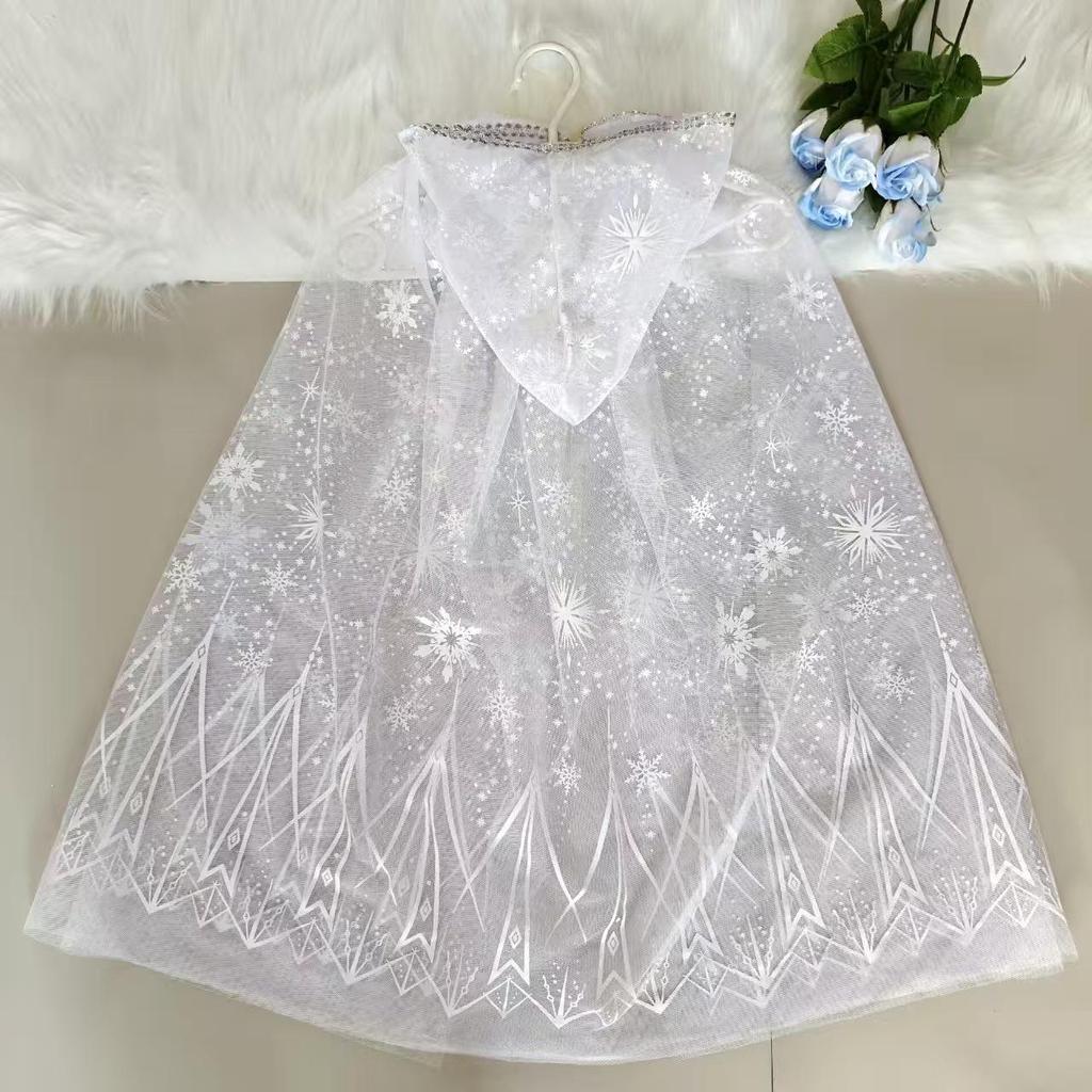 Frozen 2025 Princess Mesh Cape for Girls: Halloween Shawl for Little Ladies