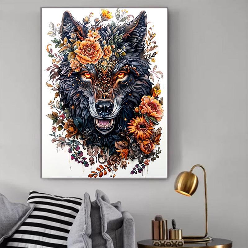 5d DIY Diamond Painting Cross Stitch Animal Flower Wolf Diamond Embroidery Mosaic Full Round Drill Home Decor Crafts