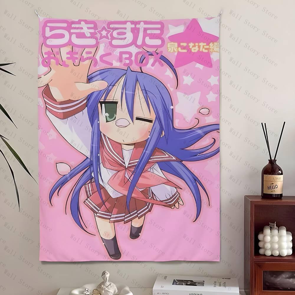 Anime LLucky Star Tapestry Bedroom Tapestry Living Bar Garden Outdoor Microfiber Festival Decoration Background Art Banner