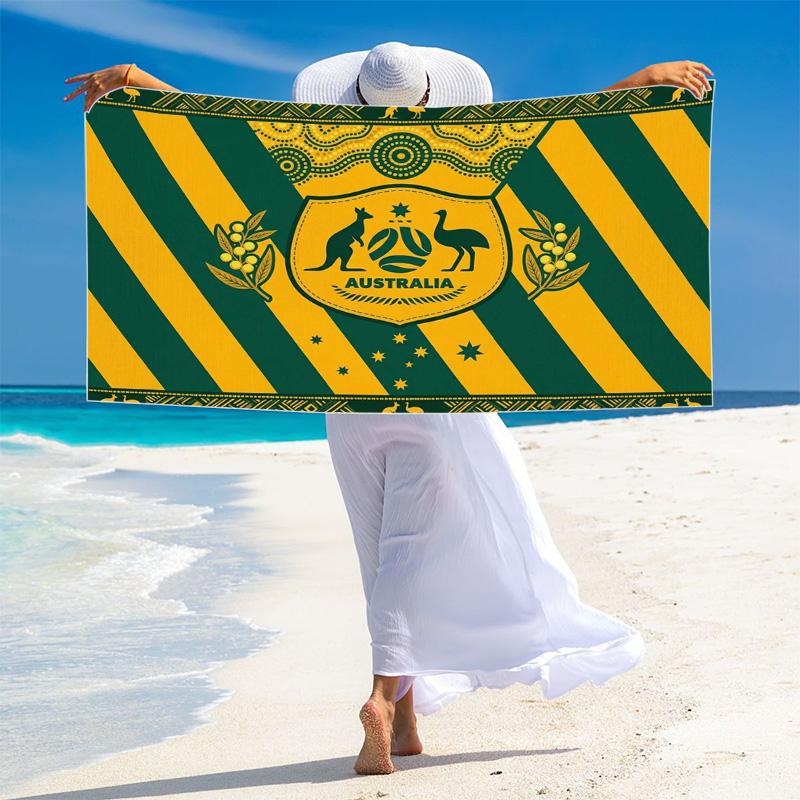 The Socceroos Australia Print Beach Towel, Large Soft Quick Dry Towel for Beach Camping Swimming